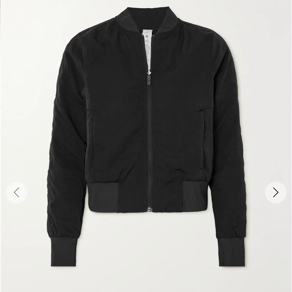 Black insulated Lululemon bomber jacket